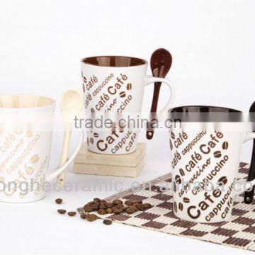 Factory wholesale cheap ceramic coffee mug with spoon