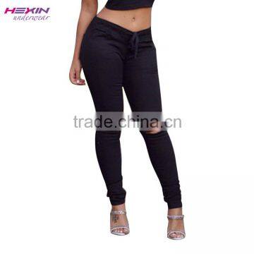 High Quality Factory Price Black Ripped Cheap Woman Fashion Jeans Factory                        
                                                Quality Choice