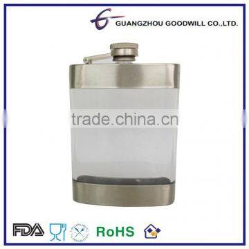 6OZ Stainless Steel lip+ Plastic body Hip Flask