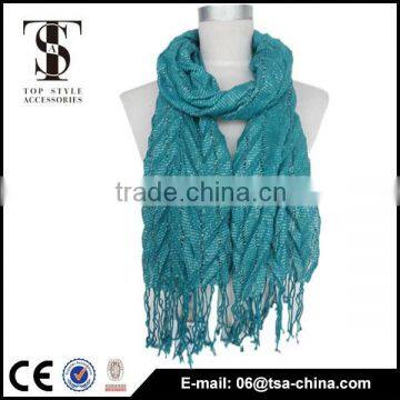 girl fashion 2015 hot drape metallic tassels green acrylic scarf