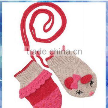 100% cotton bunny cute knit gloves mitten for kids