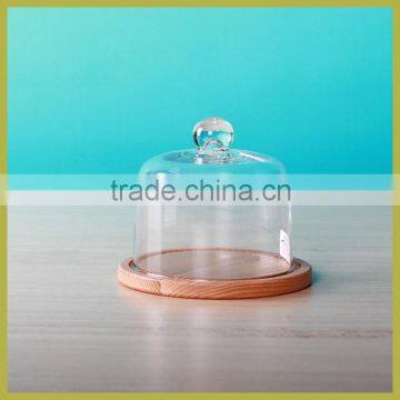 clear dome cover with wooden base