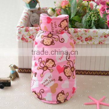 Cute Pink Blue Yellow Monkey Thermal Winter Tank Cat Dog Pet Wear Pet Apparel photo-5