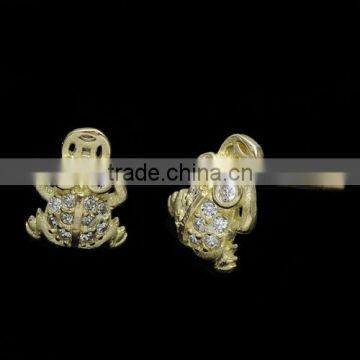 P10067 New Deisgn Golden Enamel Animal Frog Ear Studs