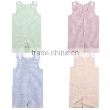 Wholesale 100% cotton seersucker summer toddler clothes infant onesie new born baby boy romper seersucker