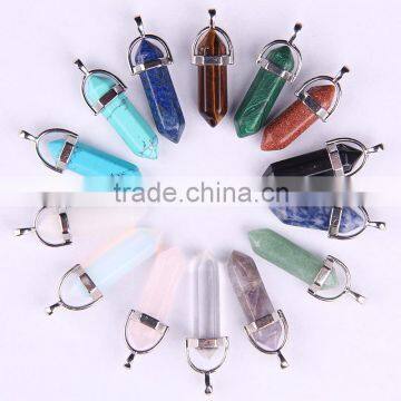 9x35/40mm Bullet Shape Natural Stone Necklaces Crystal Gem Stone Quartz Pendant Necklace For Female