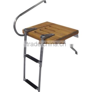 Boat Outboard Teak Swim Platform One Rail