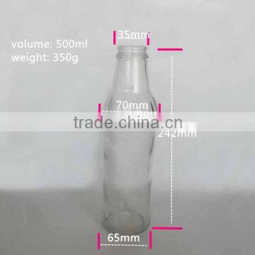 Hot selling unique 500ml beverage glass bottle ,glass juice bottle