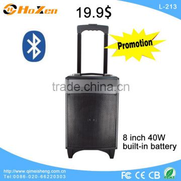 8inch promotion portable trolley speakers with bluetooth ,wireless MIC ,USB/SD/FM/Remote