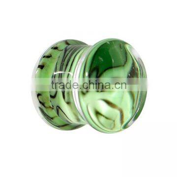 Double Flared Striped Glass Saddle Ear Plug