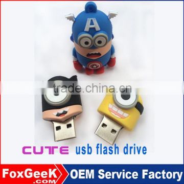 New cartoon character usb flash drive,128mb,256mb,512mb,1GB,2GB,4GB,8GB and even to 1tg capacity bulk cheap in China alibaba