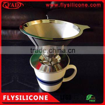 Dishwasher safe stable base pour over stainless steel gold coffee dripper
