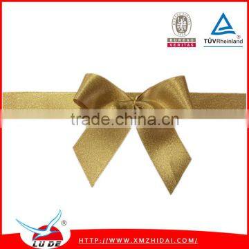 gift box ribbon bow for Valentine, printed ribbon bow with wire twist tie, cheap pre tied stretch bow