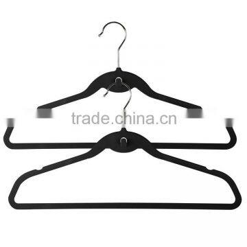 Flocked Suit Hanger with U Notches and Cascading Hook