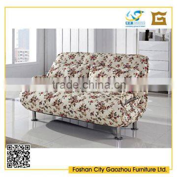 Rural style two seater sofa bed for living room metal legs folding sofa bed with arms