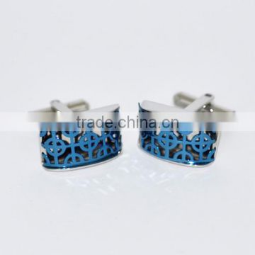 2014 new fashion stainless steel mens cuff links in blue(KC20005)