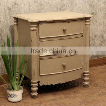 Antique Bedside Table With 3 Drawers - Adriana Nightstand Series