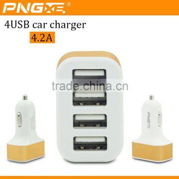 PNGXE 2016 New arrival ! Mobile phone 5V 4.2 A fastest charging 4 port micro car usb charger