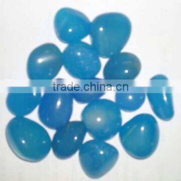 LIGHT BLUE CALCEE ONYX DYED TUMBLED PEBBLES STONE