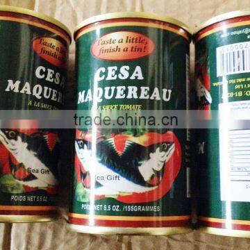 canned jack mackerel in tomato sauce 155gX50tins