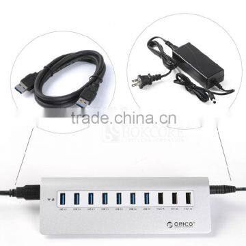 2015 supper speed alluminum alloy USB hub, 7ports hub+3charging ports