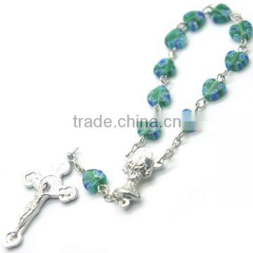 Glaze Small Heart Rosary,religious Rosary Decate , Glass Beaded Rosary photo-2