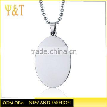Fashion personalized stainless steel necklace laser engraved dog tag pendant blanks