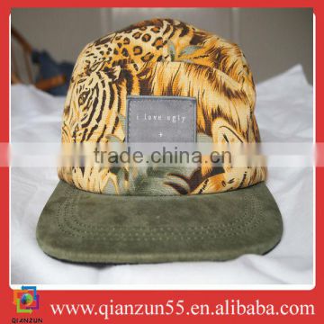 Dead stock tiger print Ugly 5 panel caps Outdoor Safari 5 Panel Camp Cap