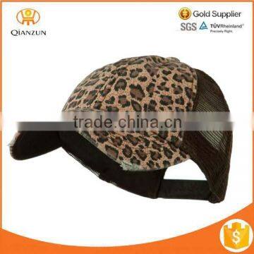 Leopard Print Mesh Cotton Snap Back Baseball Hat Cap