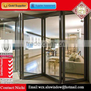 Cheap Interior double tempered glass Bi Fold Door with aluminiun frame