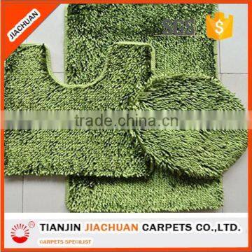 Long Pile Polyester Washable Shiny Chenille 3 Piece Bathroom Mat Sets