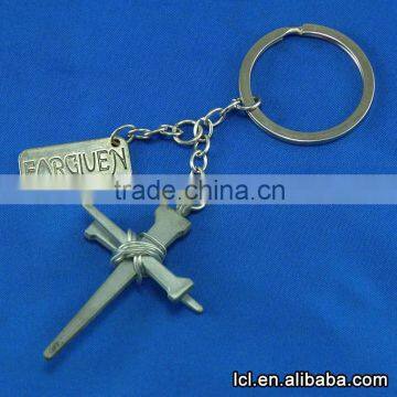 From china religious cross keychain, low price keychain religious charm pendant