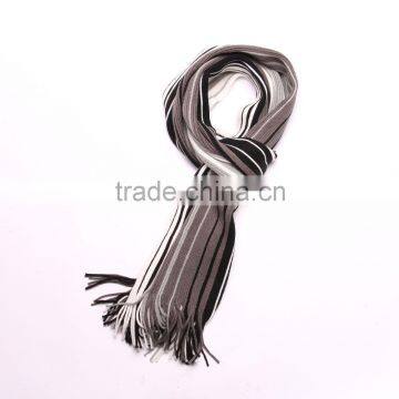 Stripe Knit Scarf With Tassels For Men photo-4