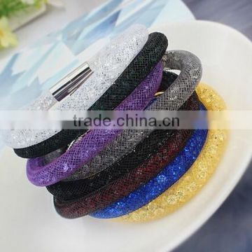 Hotting sale mesh stardust bracelet , magnetic buckle nylon mesh stardust bracelet for woman