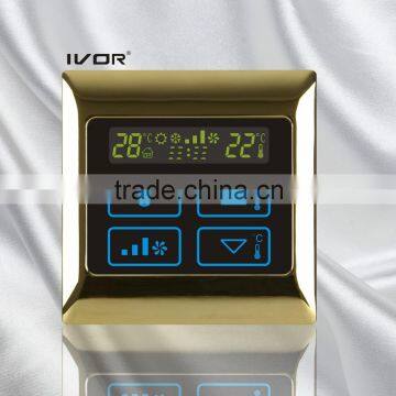 Good Quality IVOR 220V Central Air-Conditioner Thermostat Digital AC Thermostat Switch SK-AC2000B Bright Gold Metal Frame