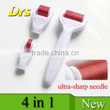 newest titanium 4 in 1derma roller with 3 replaceable rollers