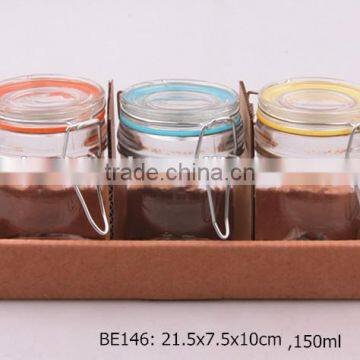3pcs Glass Spice Jar Set in a Paper Tray