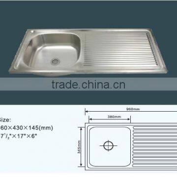 JZ-830 Single Bowl Single Tray Stainless Steel Kitchen Sink photo-2