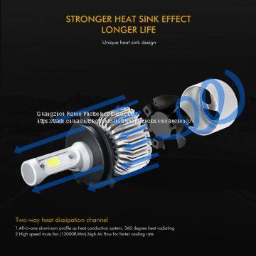 Car Ligthing Cob s2 Led Headlmp s2 h4 Cob Led Car Headlight High/low 72w 8000lm 2.5a Led Car Headlight photo-2