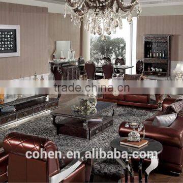 Round Shape Stainless Steel Corner/tea Table With Stone Marble Top B108-2