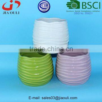 BSCI Audit Factory Decorative Colourful Ceramic Wavy Surface Design Planter, Glazed Ceramic Flower Pot photo-3