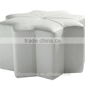 JR-02 Modern contemporary white color genuine leather crystal tufted leisure neoclassic stools ottoman chair