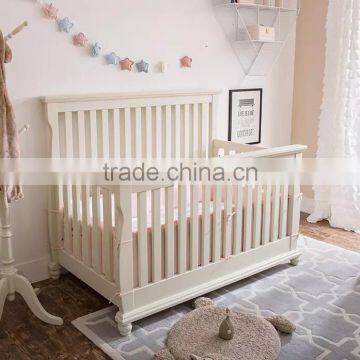 Classical French Style Happy Kids Antique White Solid Wood Carving Baby Crib, Classic European Style Kids Furniture BF11-02274c photo-2