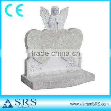 Double heart angel carving granite monument