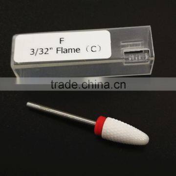 Ceramic Nail Drill Bit Burr 3/32" Shank Flame White Color photo-2