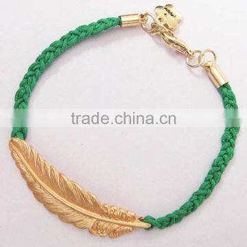 matta gold leaf charm handwoven wax cord bracelet customized charm friendship bracelet