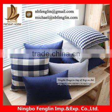 Hot Sale Blue And White Checked Decorative Pillow Cotton Pillow Case