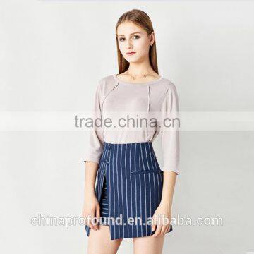 Split Design Slim Fit Stripe Pattern Ladies Formal Office Skirt Wear Women Pictures of A-line Skirt photo-2