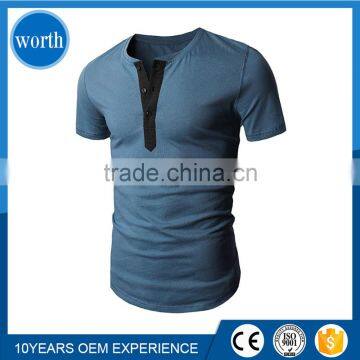 Mens Henley Shirt Casual Slim Fit Short Sleeve