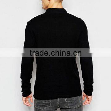 Long Sleeve Men Custom Plain Black Quick Dry Polo Shirt photo-3
